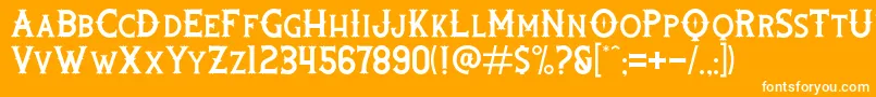 Rooters-Schriftart – Weiße Schriften auf orangefarbenem Hintergrund