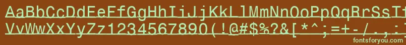 フォントUnderlinemonospace – 緑色の文字が茶色の背景にあります。