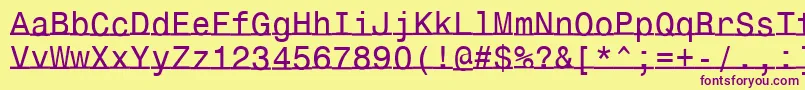 Saiba mais sobre a fonte Underlinemonospace Fonte Underlinemonospace – fontes roxas em um fundo amarelo