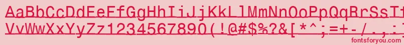 Czcionka Underlinemonospace – czerwone czcionki na różowym tle