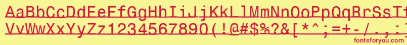 Czcionka Underlinemonospace – czerwone czcionki na żółtym tle