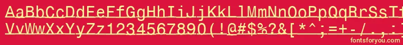 Fonte Underlinemonospace – fontes amarelas em um fundo vermelho