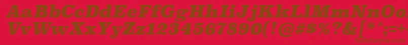 Fonte SuperclarendonblItalic – fontes marrons em um fundo vermelho