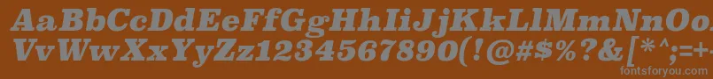 SuperclarendonblItalic-fontti – harmaat kirjasimet ruskealla taustalla