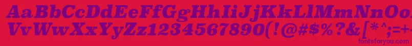 SuperclarendonblItalic-fontti – violetit fontit punaisella taustalla