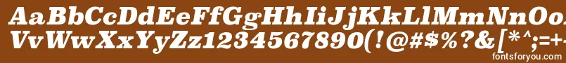SuperclarendonblItalic-fontti – valkoiset fontit ruskealla taustalla