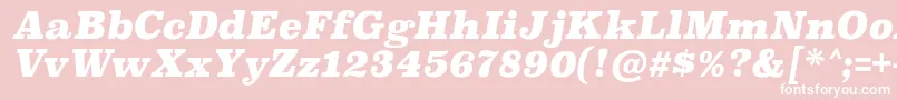 Fonte SuperclarendonblItalic – fontes brancas em um fundo rosa