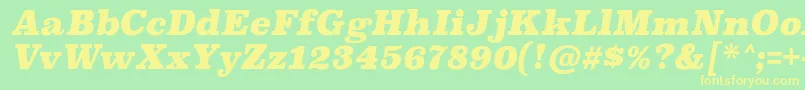 SuperclarendonblItalic-Schriftart – Gelbe Schriften auf grünem Hintergrund