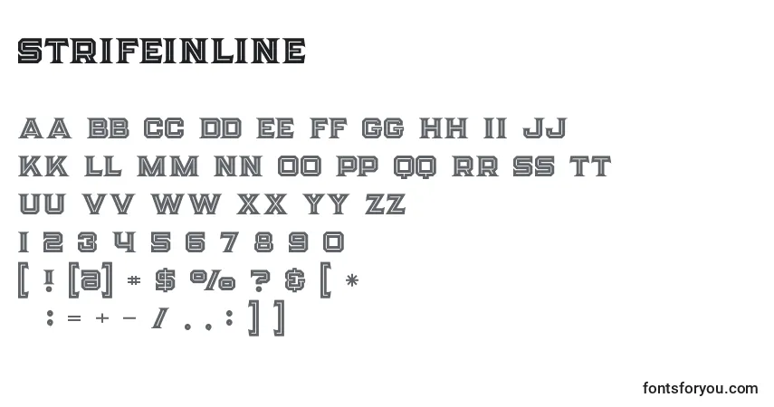 Шрифт Strifeinline – алфавит, цифры, специальные символы
