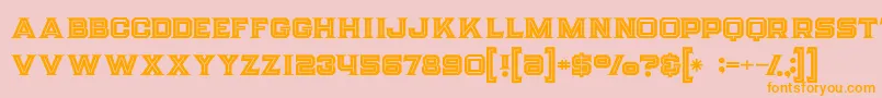 フォントStrifeinline – オレンジの文字がピンクの背景にあります。