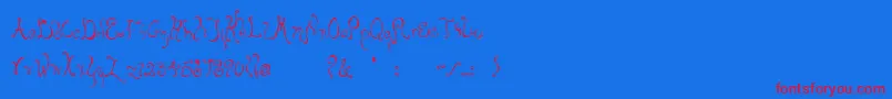 Bellyfish-Schriftart – Rote Schriften auf blauem Hintergrund