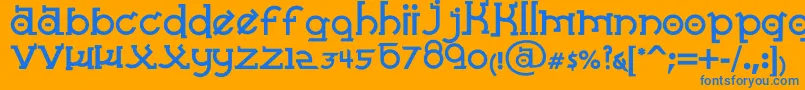 AlmostSanskritTaj Font – Blue Fonts on Orange Background