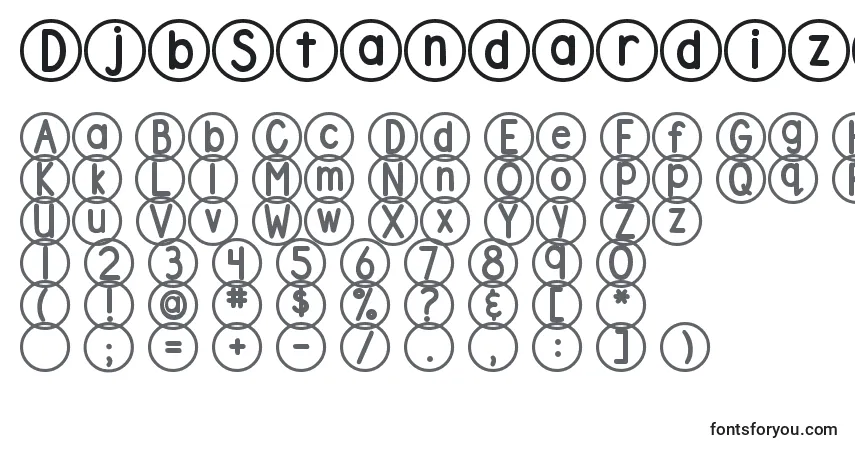 Czcionka DjbStandardizedTest2 – alfabet, cyfry, specjalne znaki