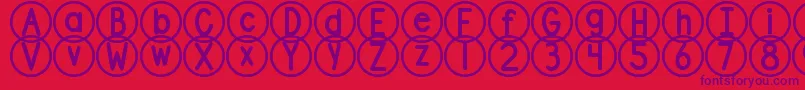 DjbStandardizedTest2-Schriftart – Violette Schriften auf rotem Hintergrund