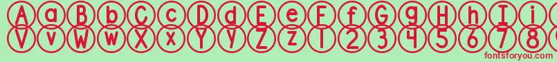 DjbStandardizedTest2 Font – Red Fonts on Green Background