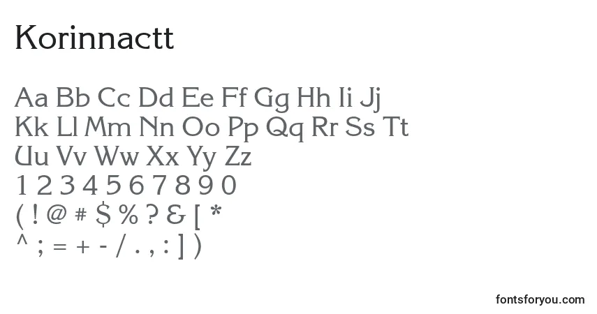 Fuente Korinnactt - alfabeto, números, caracteres especiales