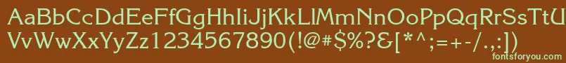 Korinnactt-fontti – vihreät fontit ruskealla taustalla