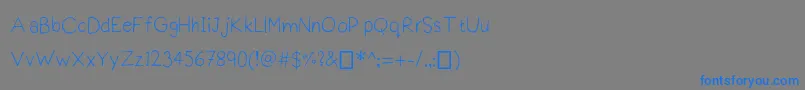 Fonte Praktiscript – fontes azuis em um fundo cinza
