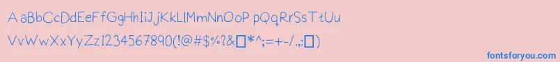 フォントPraktiscript – ピンクの背景に青い文字