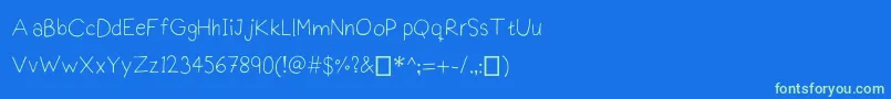 Fonte Praktiscript – fontes verdes em um fundo azul