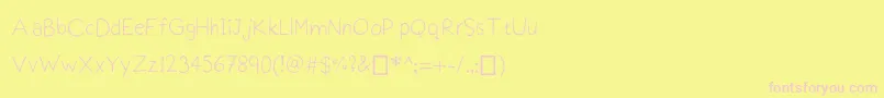 Praktiscript-fontti – vaaleanpunaiset fontit keltaisella taustalla