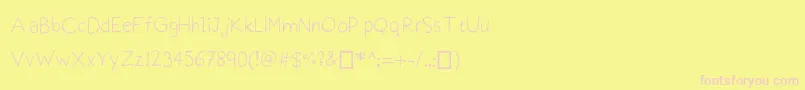 Fonte Praktiscript – fontes rosa em um fundo amarelo