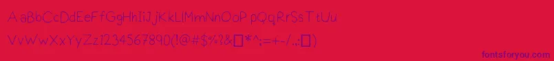 Fonte Praktiscript – fontes roxas em um fundo vermelho