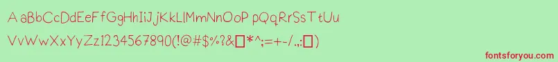 フォントPraktiscript – 赤い文字の緑の背景