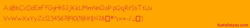 フォントPraktiscript – オレンジの背景に赤い文字