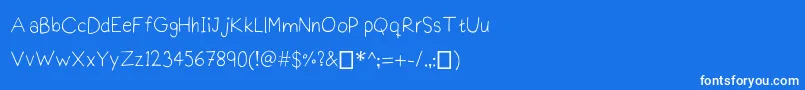 Fonte Praktiscript – fontes brancas em um fundo azul