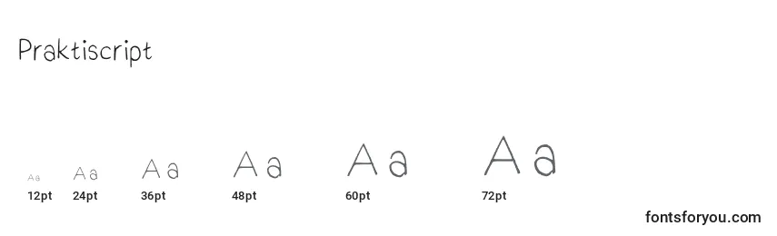 Размеры шрифта Praktiscript