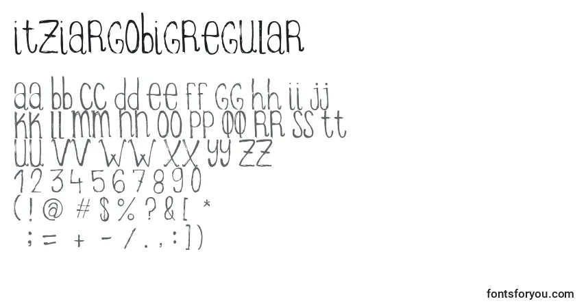 A fonte ItziargobigRegular – alfabeto, números, caracteres especiais