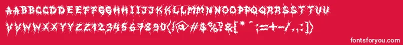 Fonte MbEvilghostFont – fontes brancas em um fundo vermelho