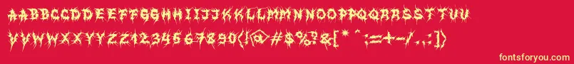 Fonte MbEvilghostFont – fontes amarelas em um fundo vermelho