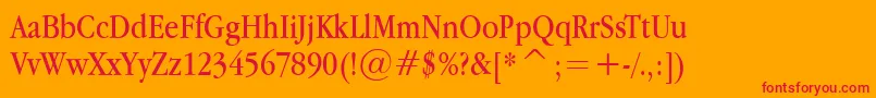 Applegaramond-Schriftart – Rote Schriften auf orangefarbenem Hintergrund