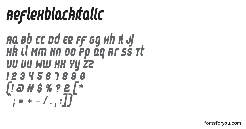 Шрифт ReflexblackItalic – алфавит, цифры, специальные символы
