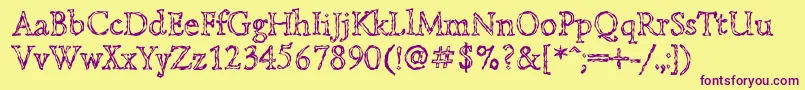 Lazurskiengravedc Font – Purple Fonts on Yellow Background
