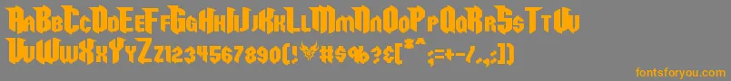 フォントRazorclaw – オレンジの文字は灰色の背景にあります。