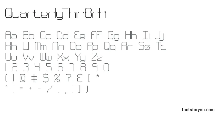 Fuente QuarterlyThinBrk - alfabeto, números, caracteres especiales