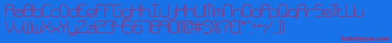 QuarterlyThinBrk-Schriftart – Rote Schriften auf blauem Hintergrund