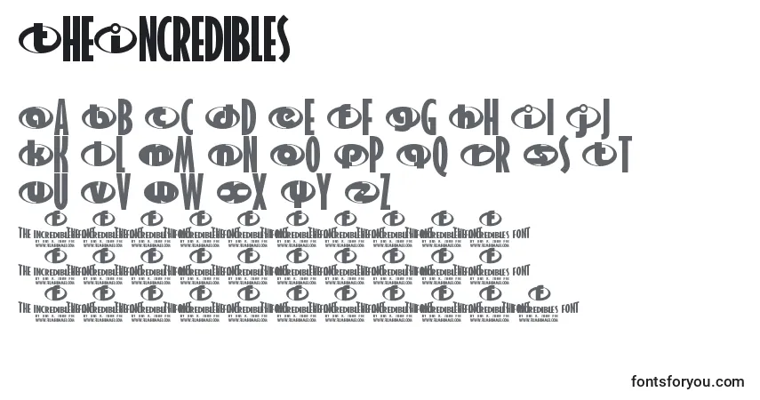 Czcionka TheIncredibles – alfabet, cyfry, specjalne znaki