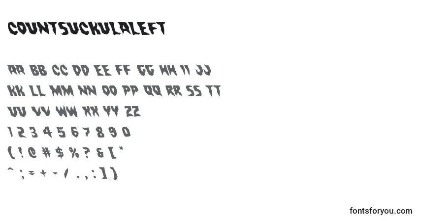 Czcionka Countsuckulaleft – alfabet, cyfry, specjalne znaki