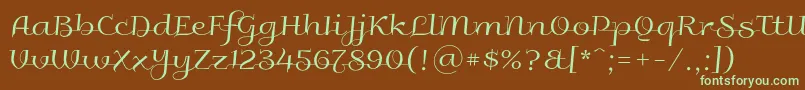 Galberik-fontti – vihreät fontit ruskealla taustalla