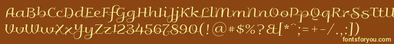 Galberik-fontti – keltaiset fontit ruskealla taustalla