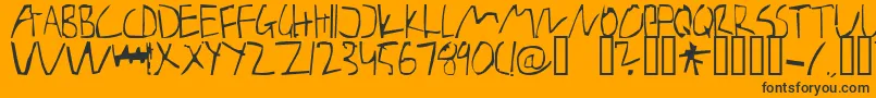 BarelyManilow-Schriftart – Schwarze Schriften auf orangefarbenem Hintergrund