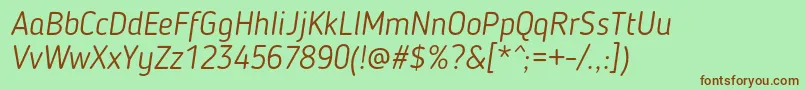 BloggerSansLightItalic-Schriftart – Braune Schriften auf grünem Hintergrund