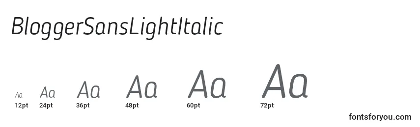 Размеры шрифта BloggerSansLightItalic