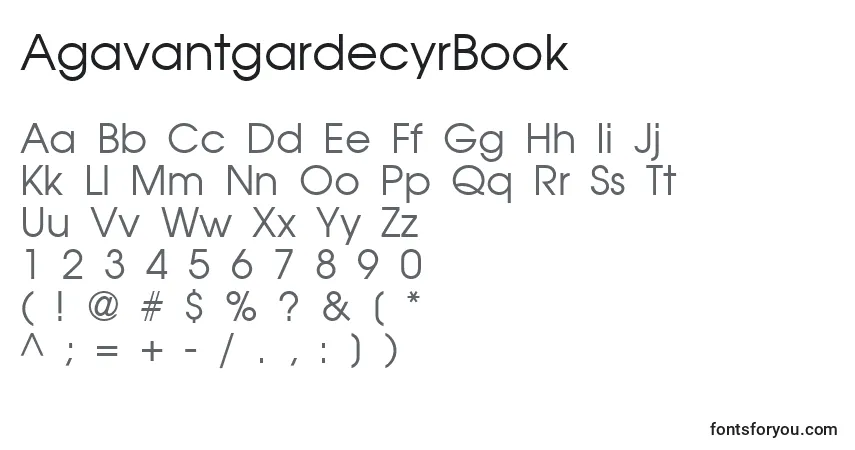 Czcionka AgavantgardecyrBook – alfabet, cyfry, specjalne znaki
