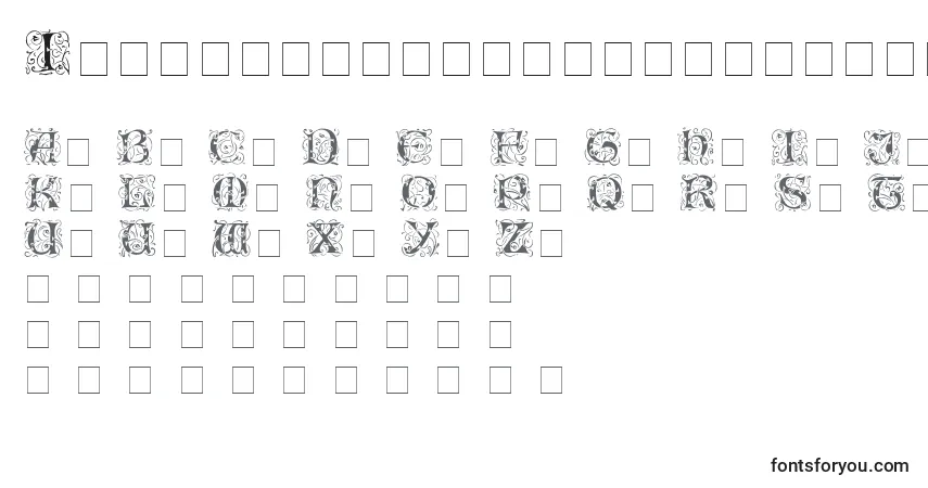 Schriftart IlluminatitwossidisplaycapsMedium – Alphabet, Zahlen, spezielle Symbole