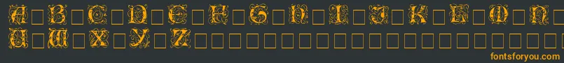 フォントIlluminatitwossidisplaycapsMedium – 黒い背景にオレンジの文字